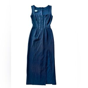 Vtg Tower Dress Midi Black Corset Sleeveless 90s Whimsigoth Fairycore